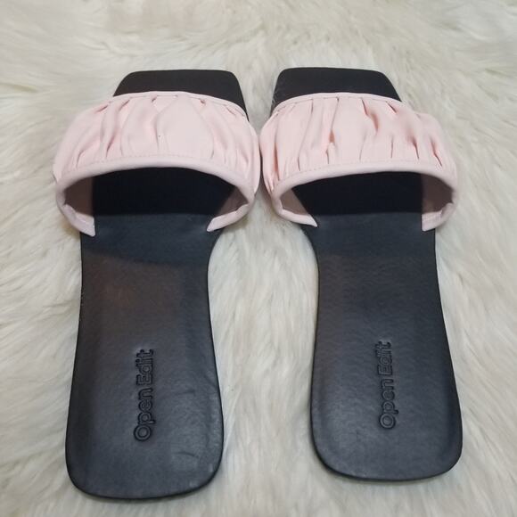 Open Edit Brynn Blush Pink Square Toe Slide Flat Sandals NWOT Size 8 - Picture 4 of 5